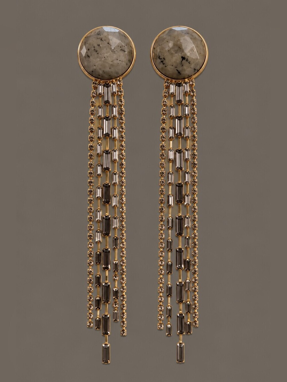 3/$30 Acrylic Stone Goldtone Fringe Festival Dangle Post Earrings